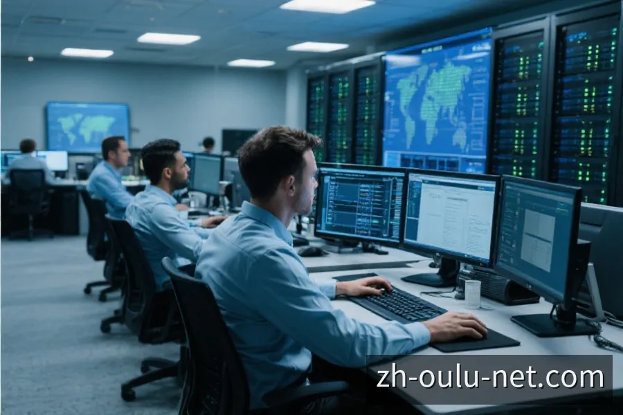 全球运维团队监控安全服务器示意图